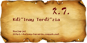Kálnay Terézia névjegykártya